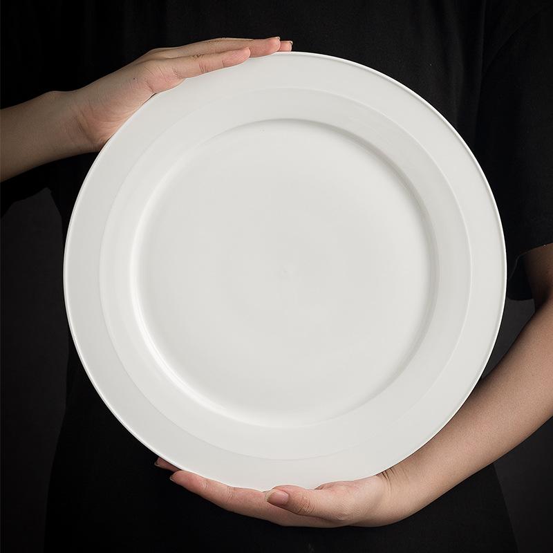 Nordic Steak Plate, White Flat Plate, High-End Family Vegetable Plate, Hotel Restaurant Buffet Disc, B&B Breakfast Plate