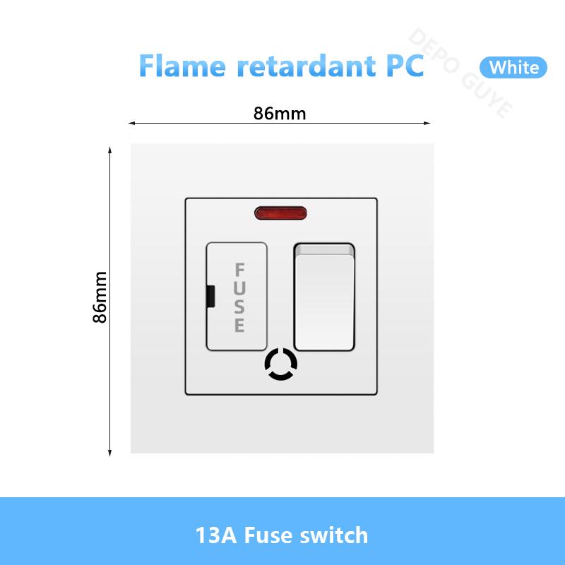 Белая настенная розетка USB стандарта Великобритании 13A, универсальная вилка Type-C для быстрой зарядки мощностью 18 Вт, настенный выключатель света, электрическая розетка