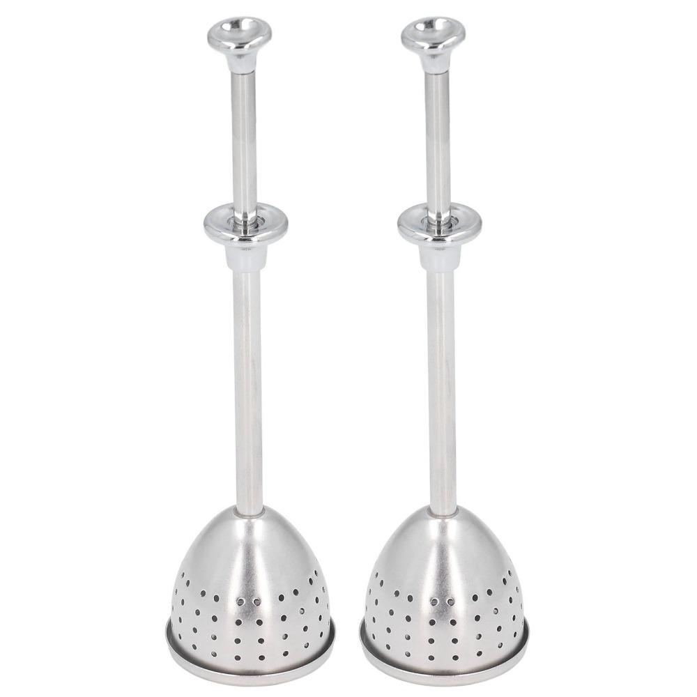 2 Pcs Set Fine Holes Tea Strainer Long Handle Stainless Steel Infuser Loose Leaf Tea