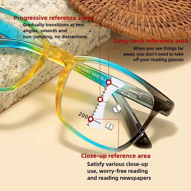 Модные Мультифокальные Очки для Чтения с Градиентом Цвета Женские Мужские Блокирующие Синий Свет Очки для Пресбиопии Новые Высококачественные Очки