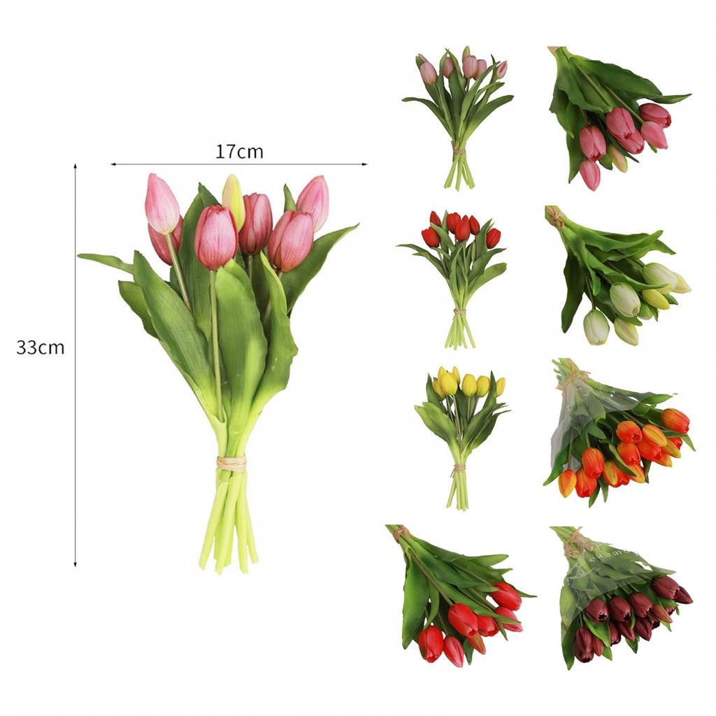 Искусственные цветы 1 букет темно-фиолетовые искусственные тюльпаны