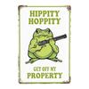 1pc Frog Room Sign Funny Badroom Door Hoppity Vintage Metal Tin  No Trespassing Signs Wall For Room Bathroom Decor 8 X 12 In