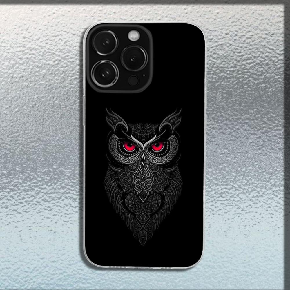 Крутой чехол для телефона с глазом совы для iPhone 16,15,14,13,12,11 Plus,Pro,Max,XR,XS,X,Plus,SE,Mini Прозрачный мягкий чехол