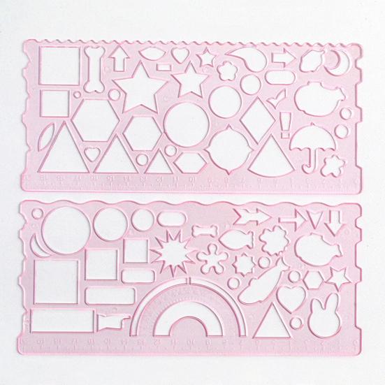 2 шт., прозрачная линейка для геометрического рисунка, многофункциональная, точная и простая в использовании, геометрический треугольник, транспортир, линейка