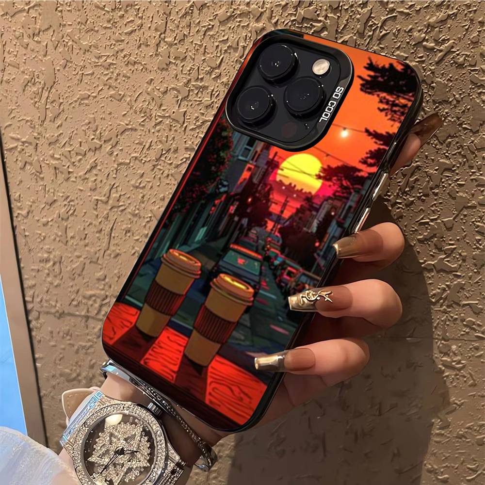 Sunset Scenery Phone Case For iPhone 17,16,15,14,13,12,X,8,Pro,Max,Plus,E,SE4,Air,Mini IMD Matte Black