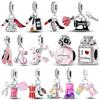 925 Silver Lipstick Perfume Charms Fit Original Diy Bracelet DIY Fashion Bag Pendant For Women