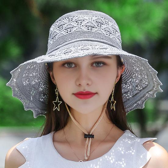 Summer Straw Beach Hat for Women UPF 50 Floppy Wide Brim Sun Protection Hat Foldable Travel Bucket Hat