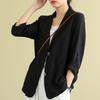 Spring and Summer New Cotton and Linen Loose and Versatile Top, Long Sleeved Casual Temperament Jacket for Women