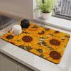 Желтый подсолнух Ретро коврик для сушки посуды Коврик для сушки Для кухни Бара Кофе Посуда Резина Быстросохнущий Водопоглощающий Противоскользящий коврик