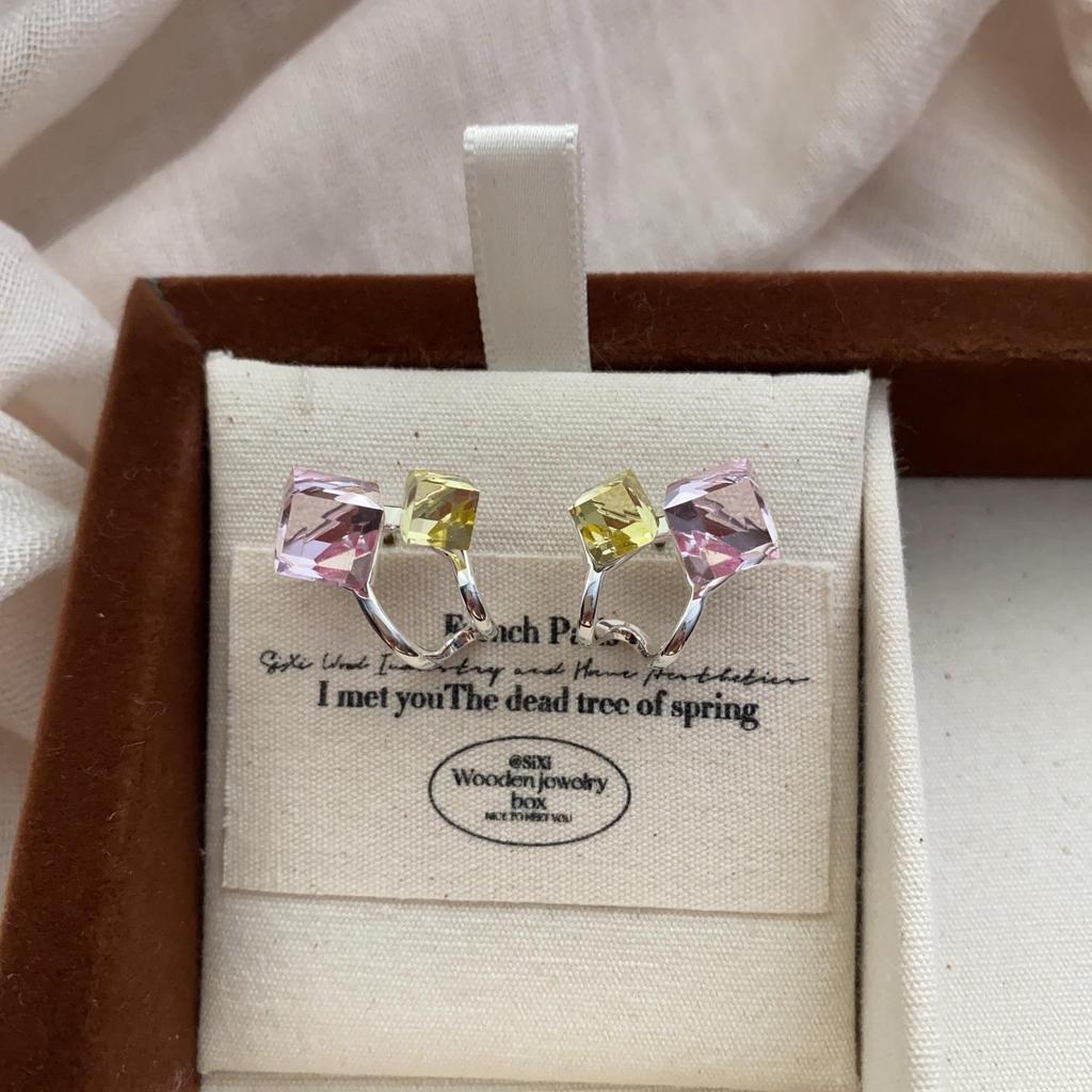 Temperament Irregular Colorful Geometric Square Earrings Light Luxury Niche High-End Stud Earrings 20 Earrings