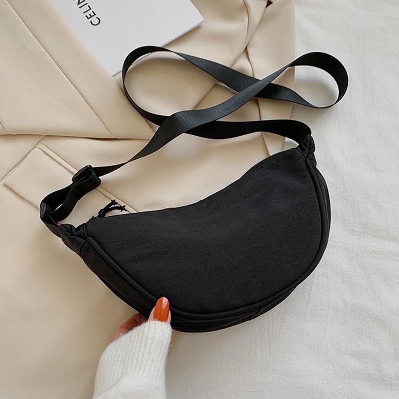 Yogodlns Casual Nylon Shoulder Dumpling Bag Light Crossbody Bag Large Capacity Waist Bag Fashion Half-moon Hobo Bag Clutch