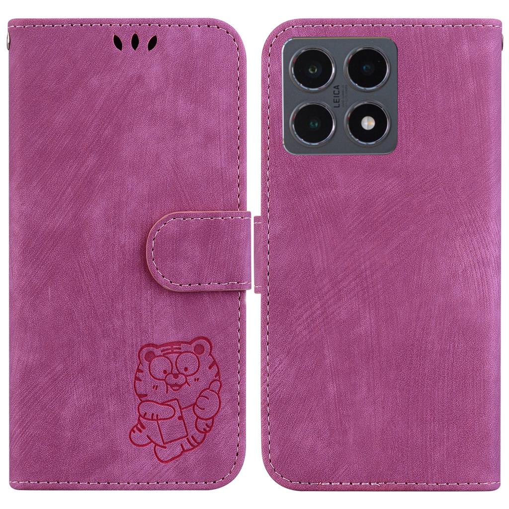 For Xiaomi 15T Wallet Case Tiger Imprint Leather Shockproof Phone Cover with Wrist Strap