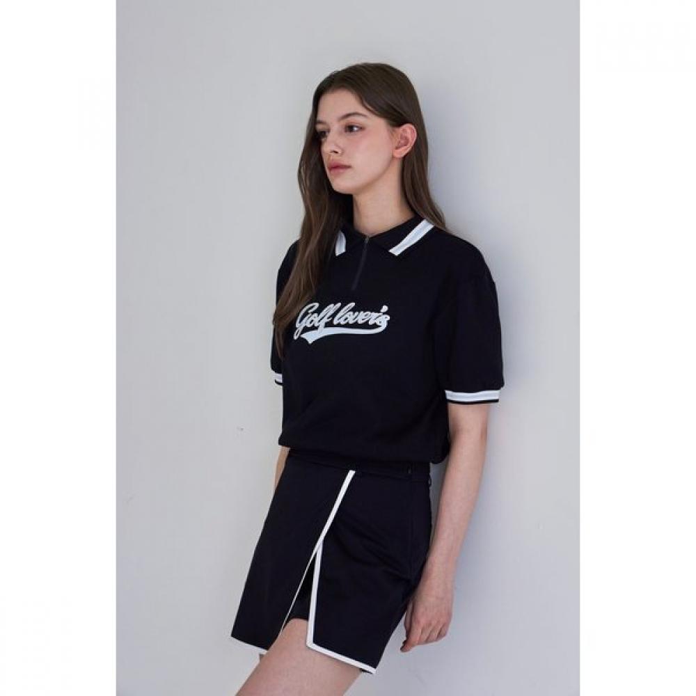 Goxo Golf Rubber Color Block T shirT Black