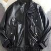 Men's High-End Retro PU Leather Motorcycle Jacket - Stand Collar, Spring/Autumn Fashion, PUNK Style.