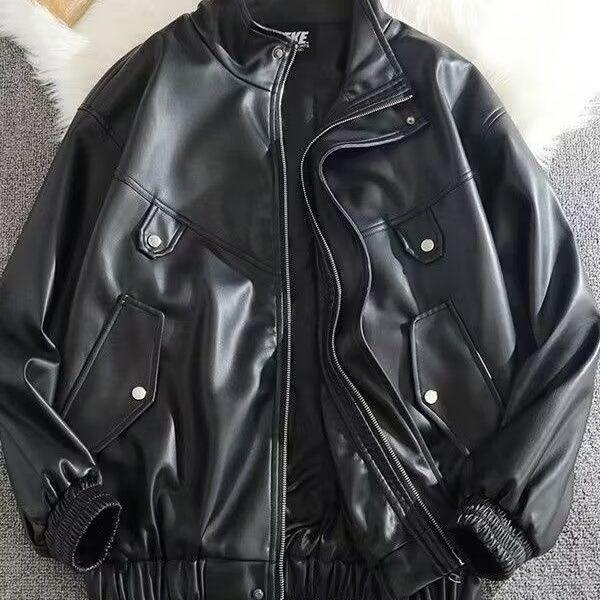 Men's High-End Retro PU Leather Motorcycle Jacket - Stand Collar, Spring/Autumn Fashion, PUNK Style.
