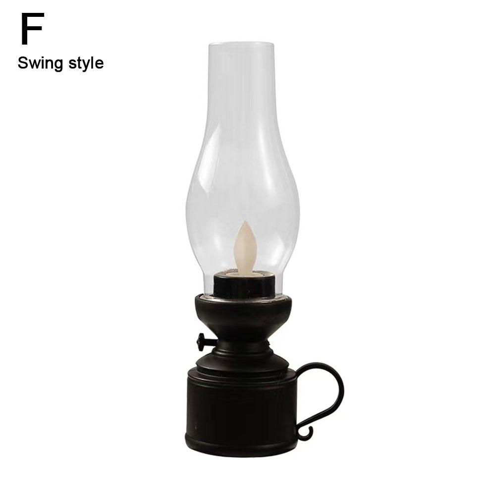 Vintage Decor Retro Candle Holder Candle Stick Lamp with Button Battery Table Light Oil Lamp