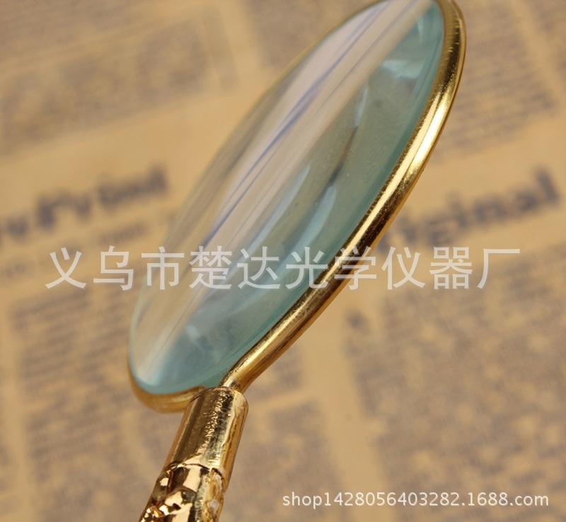 Russian Style 5X Gold Glass Lens Flower Handle High-grade Reading Magnifying Glass Embossed Handle