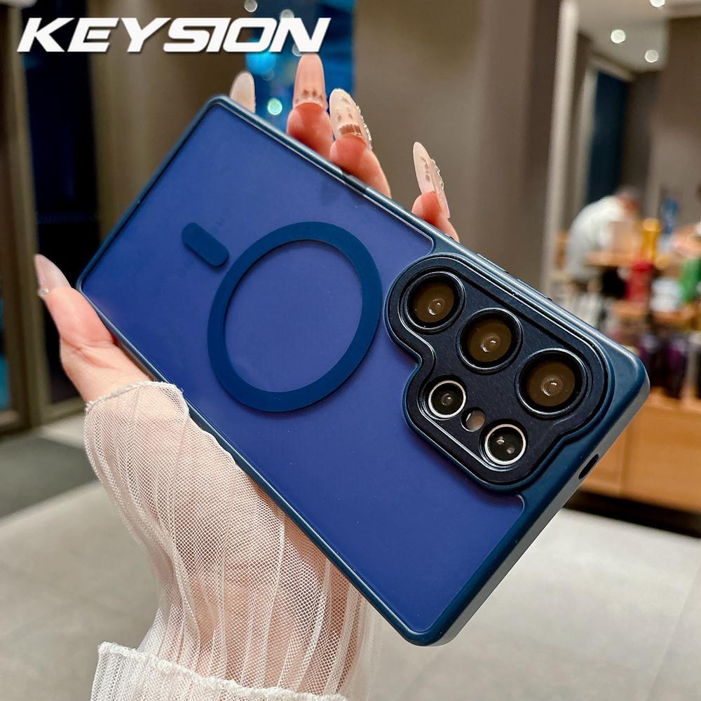 KEYSION Роскошный матовый полупрозрачный магнитный чехол для Samsung Galaxy S23 S24 Ultra 5G S23+ S24 FE Ударопрочный бронированный чехол для телефона