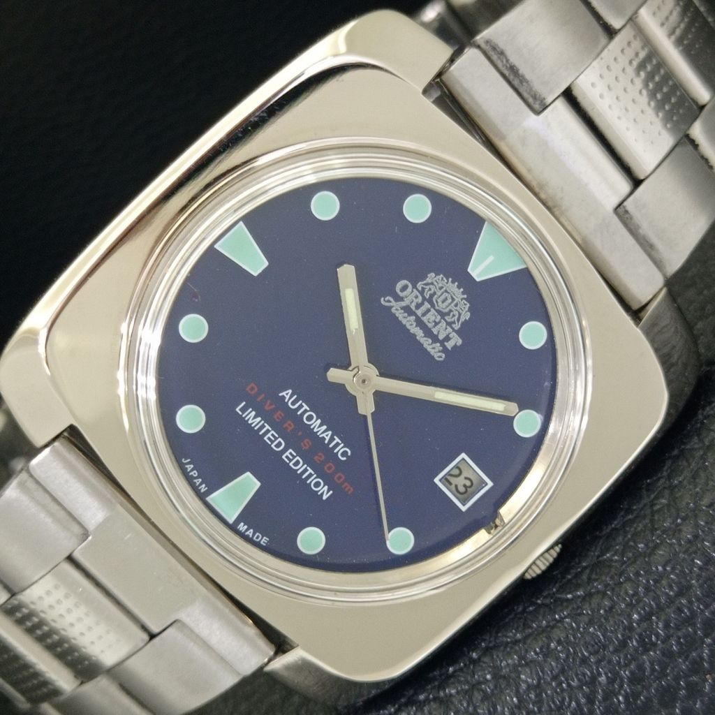 USED ORIENT AUTOMATIC 46941 VINTAGE JAPAN MENS BLUE COLOR DIAL WATCH A702239-5 R123-a702239