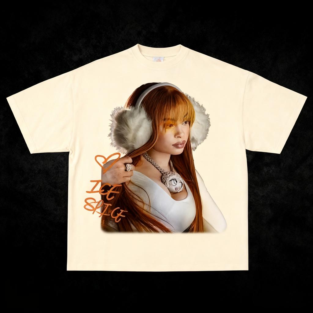 Американский уличный тренд Футболка с рисунком девочки Ice Spice Женская футболка Лето Новинка Мужская и женская уличная одежда