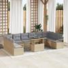 VidaXL 11-Piece Garden Sofa Set with Beige Cushions Poly Rattan 3357633