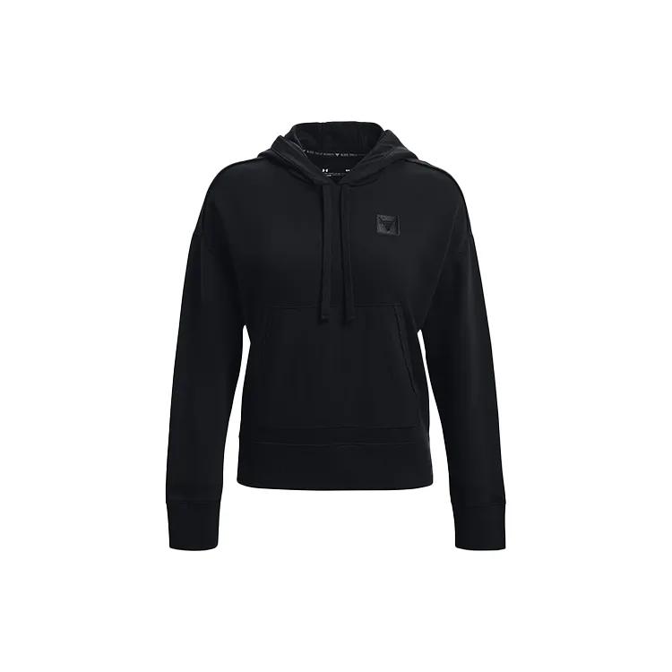 Under Armour Project Solid Color Thickened Fleece Lined Sports Pullover Hooded Sweatshirt Women's Black (Unisex) Sweatshirts 1365982 001