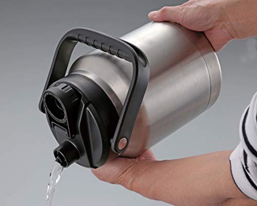 Captain Stag Sports Bottle, Direct Drinking, Double Stainless Steel Bottle, Vacuum Insulated, Keeps Drinks Cold, HD Water Tank, 2.5L, Silver, UE-3529