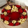 Golden Rose Pattern Circular Floor Mat Kitchen Hallway Carpet Bedroom Living Room Bedroom Soft Carpet Non-slip Carpet Home Decor