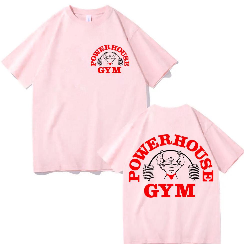 Футболка Powerhouse Gym с двусторонним принтом Модный тренд уличной моды Футболки с коротким рукавом Мужские Женские Повседневные Свободные Хлопковые Футболки