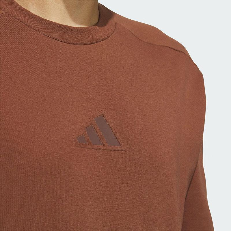Adidas Повседневный свитер с круглым вырезом и длинным рукавом с логотипом, мужская толстовка коричневого цвета JZ8421