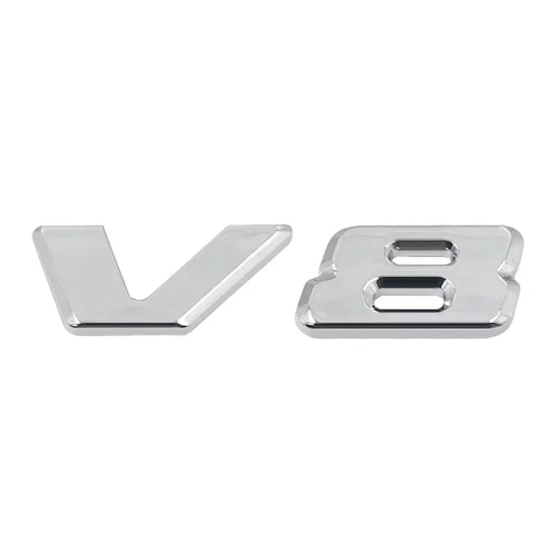 FCUI6 3D Chrome Black V8 Logo Letters Car Fender Emblem Badge Sticker For Mercedes Benz AMG GL ML SL 500 220 C63 S500 V8 Accessories