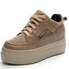Fashion 8cm Genuine Leather Cow Suede Platform Wedge Women Fashion Chunky Sneakers Spring Autumn Casual Females Hidden Heels Shoes