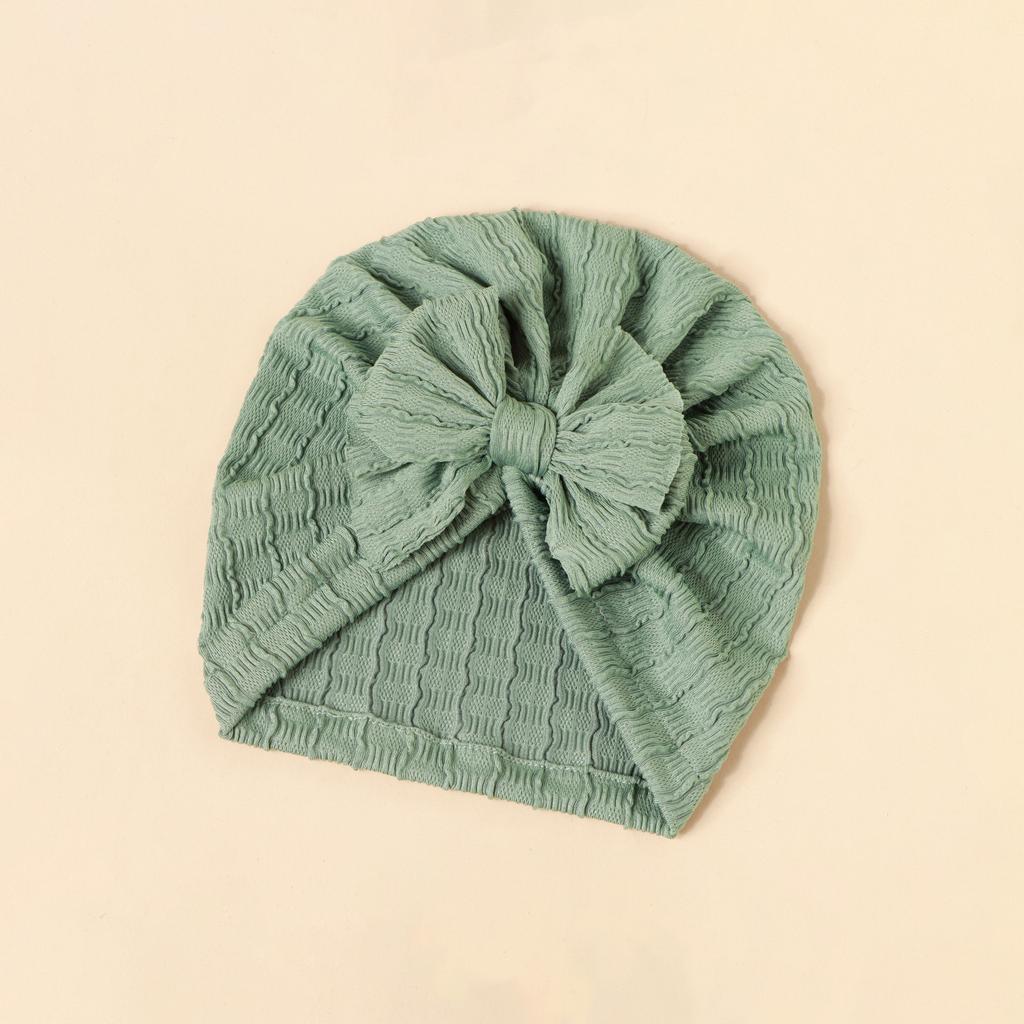 INS Style Baby Kids Headwear with Bow - Stretchy Elastic Newborn Jacquard Bonnet Hat Infant Turban Cap for Girls Boys 0-2 Years Old