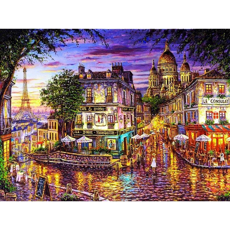 Алмазная вышивка Городской пейзаж Алмазная картина Мозаика Полный квадрат Круглый пейзаж Дрель Стразы Картина Искусство