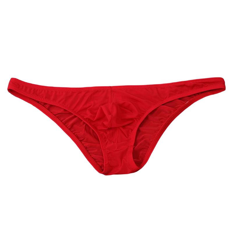 Men Erotic Underwear Pouch Seamless Panties Ice Silk Briefs Low Waist Underwear Ultra-thin Sexy