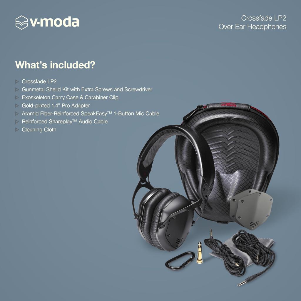 Crossfade LP2 DJ Monitor Monitor Headphones Wired Connection Only Black V-MODA XFL2V-U-MBLACK Over-Ear