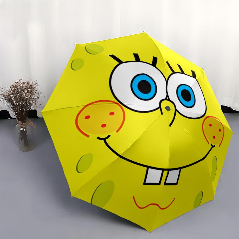 1pc Happy SpongeBob SquarePants Design Durable Cartoon Folding Umbrella, Portable Compact Umbrella for Men and Women P058
