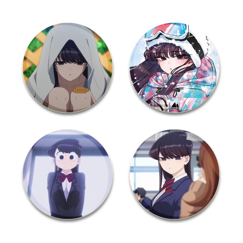 32/44/58 мм Komi Can T Communicate Круглая булавка Милая мультяшная застежка-брошь для рюкзака Аксессуары для одежды Аниме Коллекция Значков Украшения