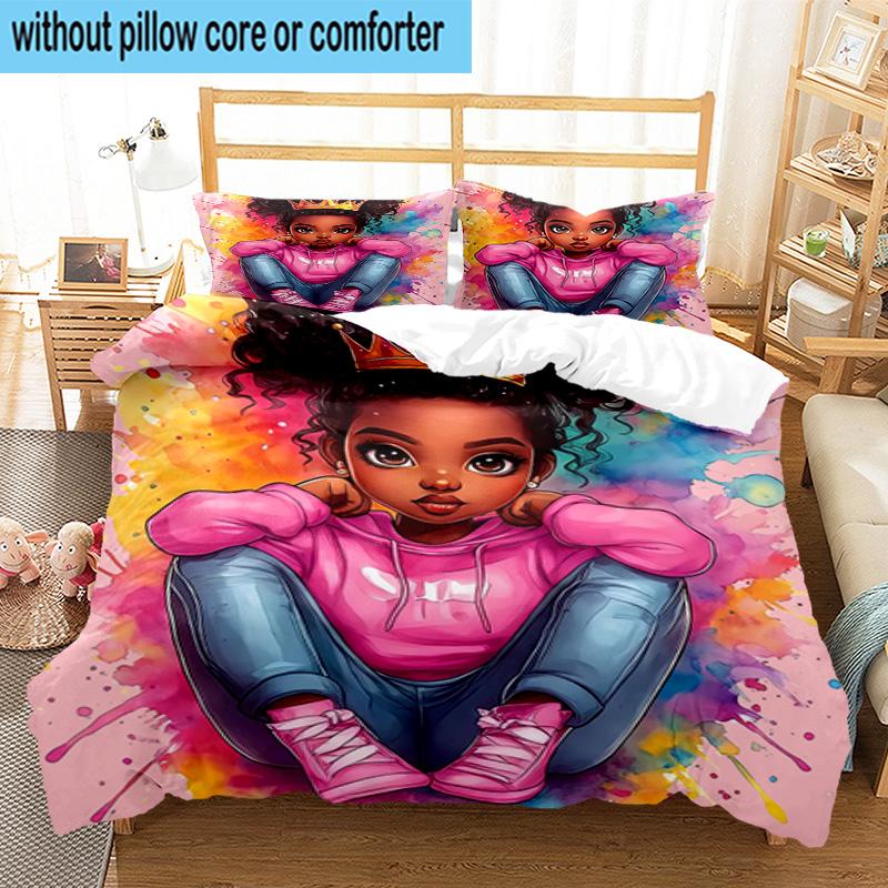 3PCS Black Princess Magic Celebration 3pcs Bedding,Including 3PCS Duvet Cover And 2pcs Pillowcases Perfect for Christmas,Ideal for Bedroom, Dormitory