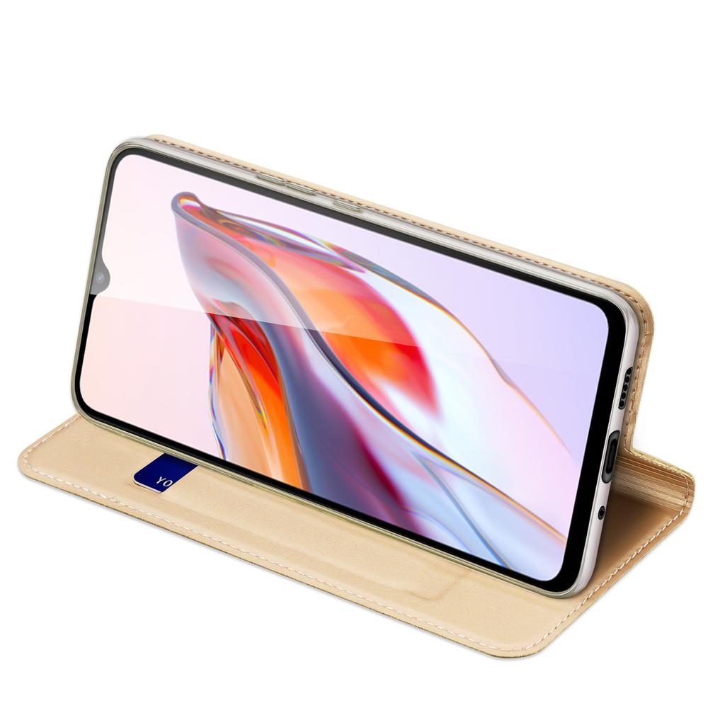 Чехол-книжка Dux Ducis Skin Pro Wallet для Xiaomi Redmi 11A / Poco C55 / Redmi 12C - золотая крышка с держателем для карт и подставкой