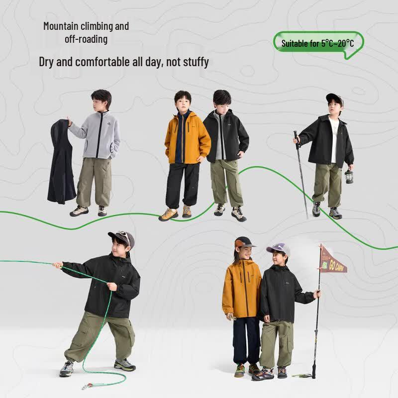 Kids' Outdoor Functional Multi-Zipper Waterproof Jacket