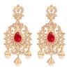Touchstone Indian Bollywood Royal Finy филигранная зернистая работа со стразами и искусственным турмалином, жемчугом, стильные дизайнерские ювелирные изделия, очаровательные висячие серьги из золота