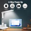 LED Table Lamp USB Chargeable Dimmable Clock Desk Lamps 2 Heads 180 Rotate Foldable Eye Protection Desktop Reading Night Lights