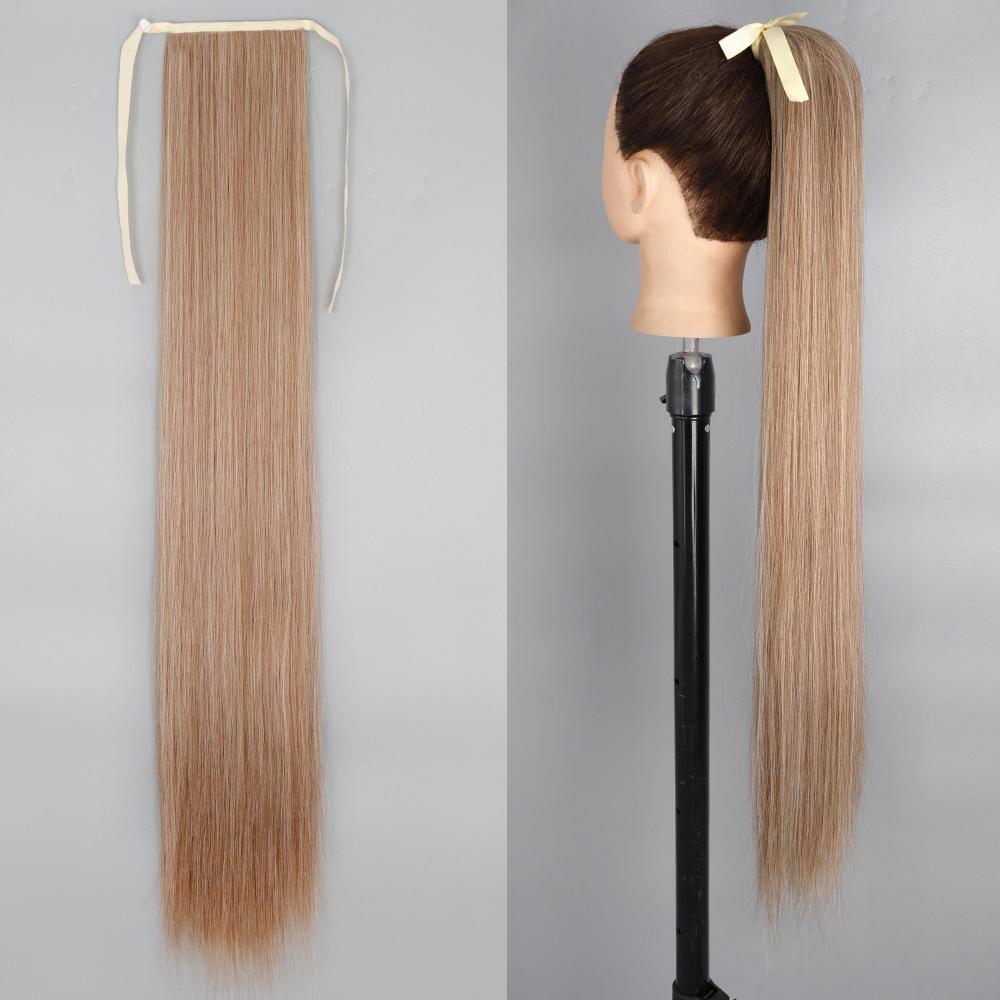 MISS WIG Synthetic Long Straight Hair Extension Wrap Around Clip In Heat Resistant Fiber Ponytail Natural Pony Tail for Women