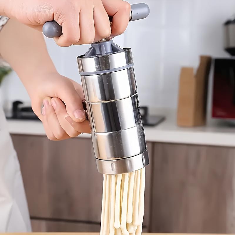 6pcs/Set, Manual Noodle Making Machine With 5 Noodle Mould, Hand-cranked Stainless Steel Manual Noodles Press, Household Small Pasta Maker Machine