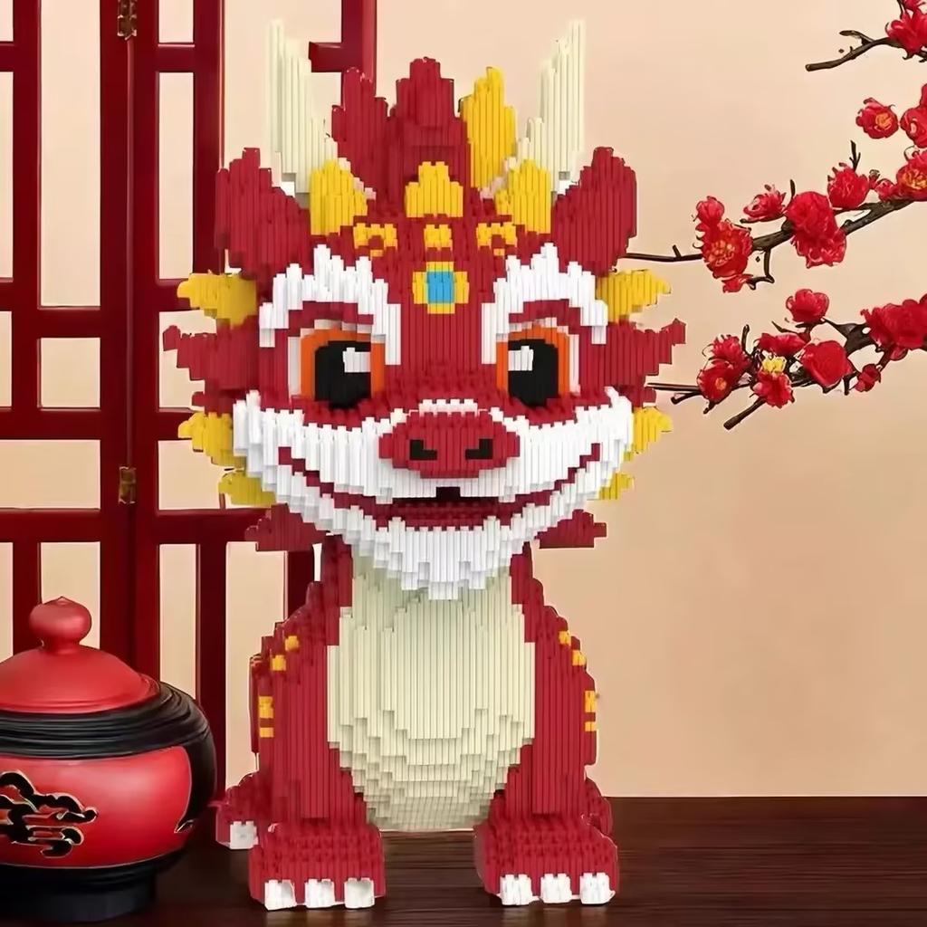 New 30Cm Diy Dragon Building Blocks Assembly Toy Small Particle Puzzle Ornaments 3D Desktop Decoration Birthday Gift