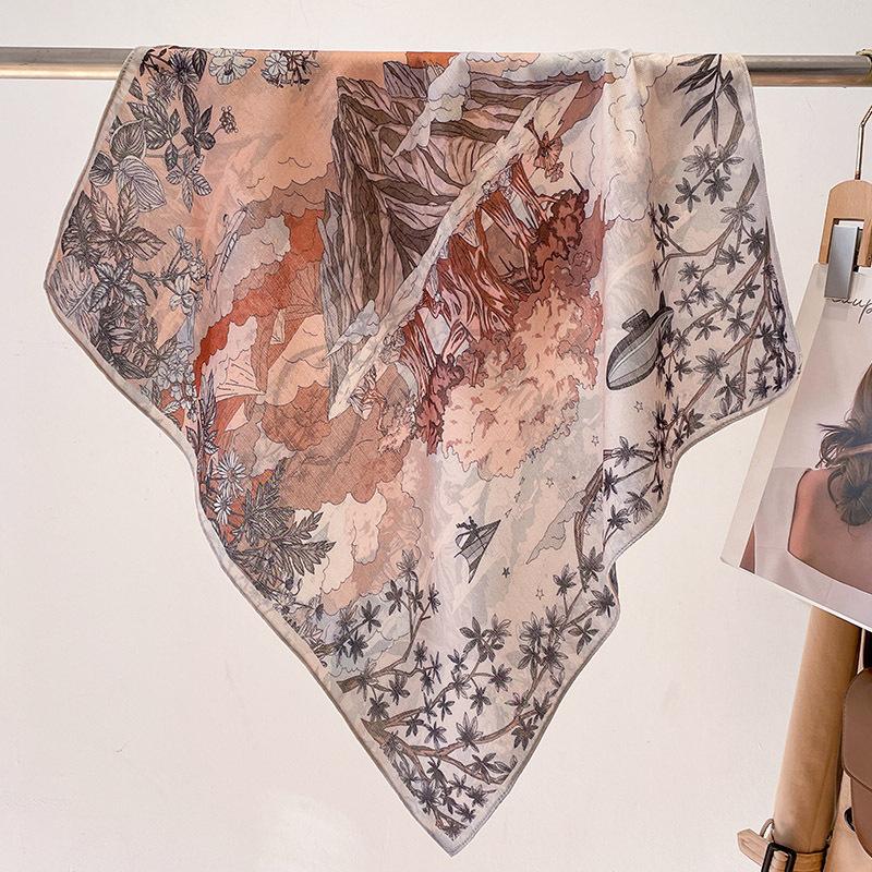 70*70cm Luxury Design Velvet Square Hair Scarf for Women Cotton Hijab Small Neck Tie Hand Wrist Kerchief Female Headband Foulard