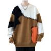 Sweater Men's Knitted Sweater American Contrasting Splicing Casual Round Neck Sweater Men
