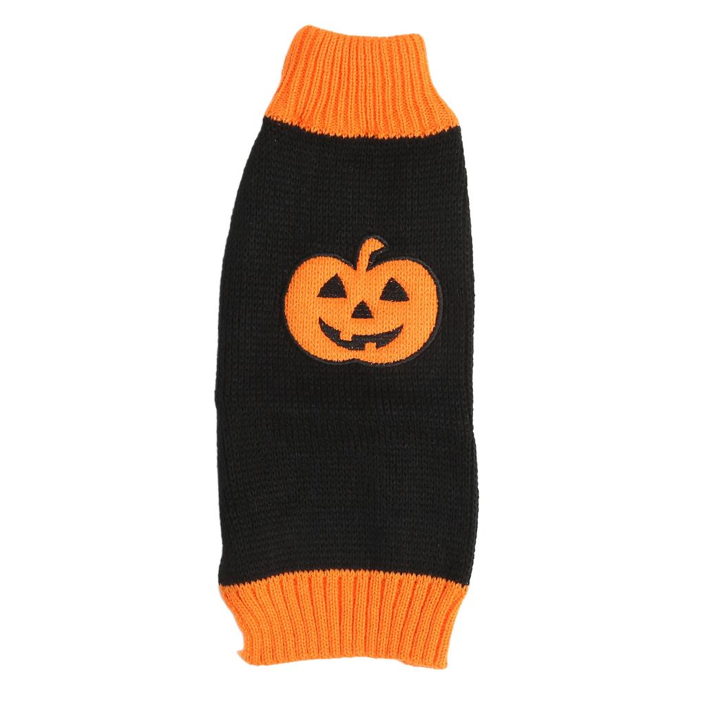 Pet Halloween Sweater Warm Stretchy High Collar Cute Pet Pumpkin Pullover Clothes for Dog Cat