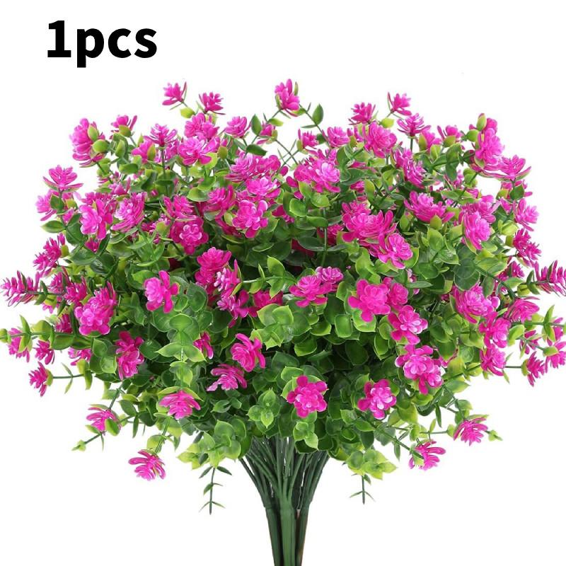 Flowers Artificial Bundle Outdoor Artificial Resistant Faux Plastic Shrubs Plant